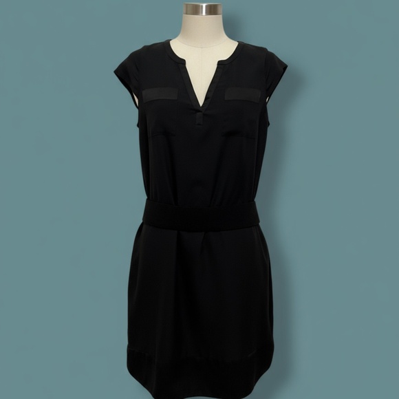 Express Black Belted Cap Sleeve Dress Polyester - Picture 1 of 10
